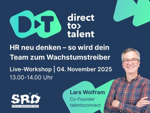 Workshop-Ankündigung mit Lars Wolfram, Co-Founder von talentsconnect, am 04. November 2025, 13-14 Uhr.