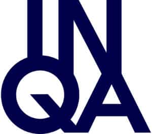 Logo der Initiative Neue Qualität der Arbeit in Blau, bestehend aus den Buchstaben "INQA" und einem grafischen Element.