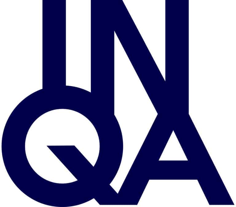 Logo der Initiative Neue Qualität der Arbeit in Blau, bestehend aus den Buchstaben "INQA" und einem grafischen Element.