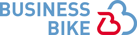 Logo von BusinessBike mit blauer Schrift und rotem Fahrrad-Symbol.
